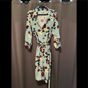 Button up knee length belted dress